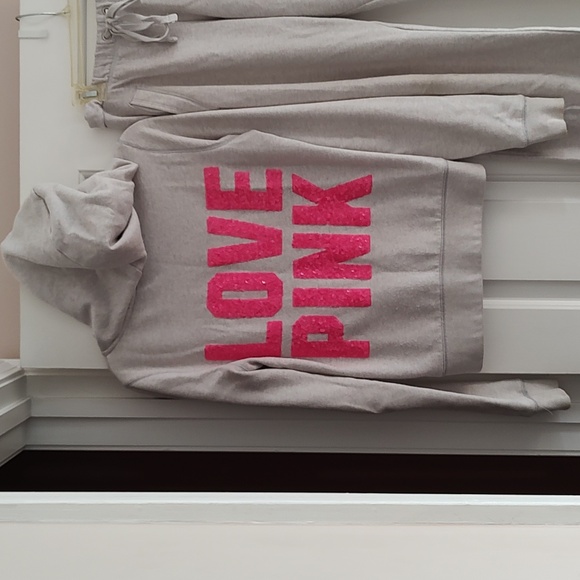Victoria Secret Pink XS Confetti Hoodie & Boyfriend Pants - Picture 2 of 12